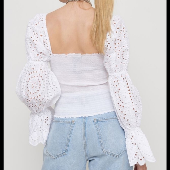 Smocked Blouse with eyelet sleeves - Picture 2 of 7